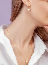 Freshwater Pearl gold necklace & earrings set