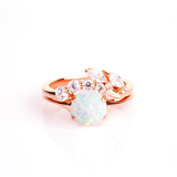 Bella' White Opal Engagement Ring Set Rose Gold