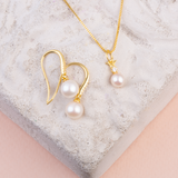 Freshwater Pearl gold necklace & earrings set