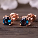 Lynx London Blue Topaz Stud Earrings - Opulentsy