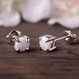 Lynx White Opal Stud Earrings - Opulentsy