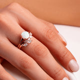 Bella' White Opal Engagement Ring Set Rose Gold