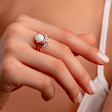 Bella' White Opal Engagement Ring Set Rose Gold