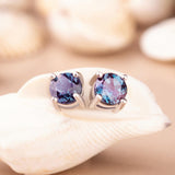 Alexandrite Studs | Blue Topaz Stud Earrings
