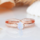 Minimalist White Opal Ring - Opulentsy