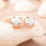Lynx White Opal Stud Earrings - Opulentsy