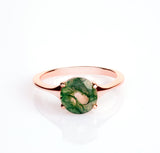 Bella' Green Moss Agate Wedding Ring
