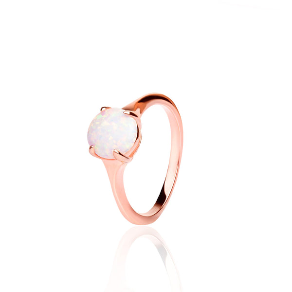 Opulent's White Opal engagement ring with stacking band - Opulentsy