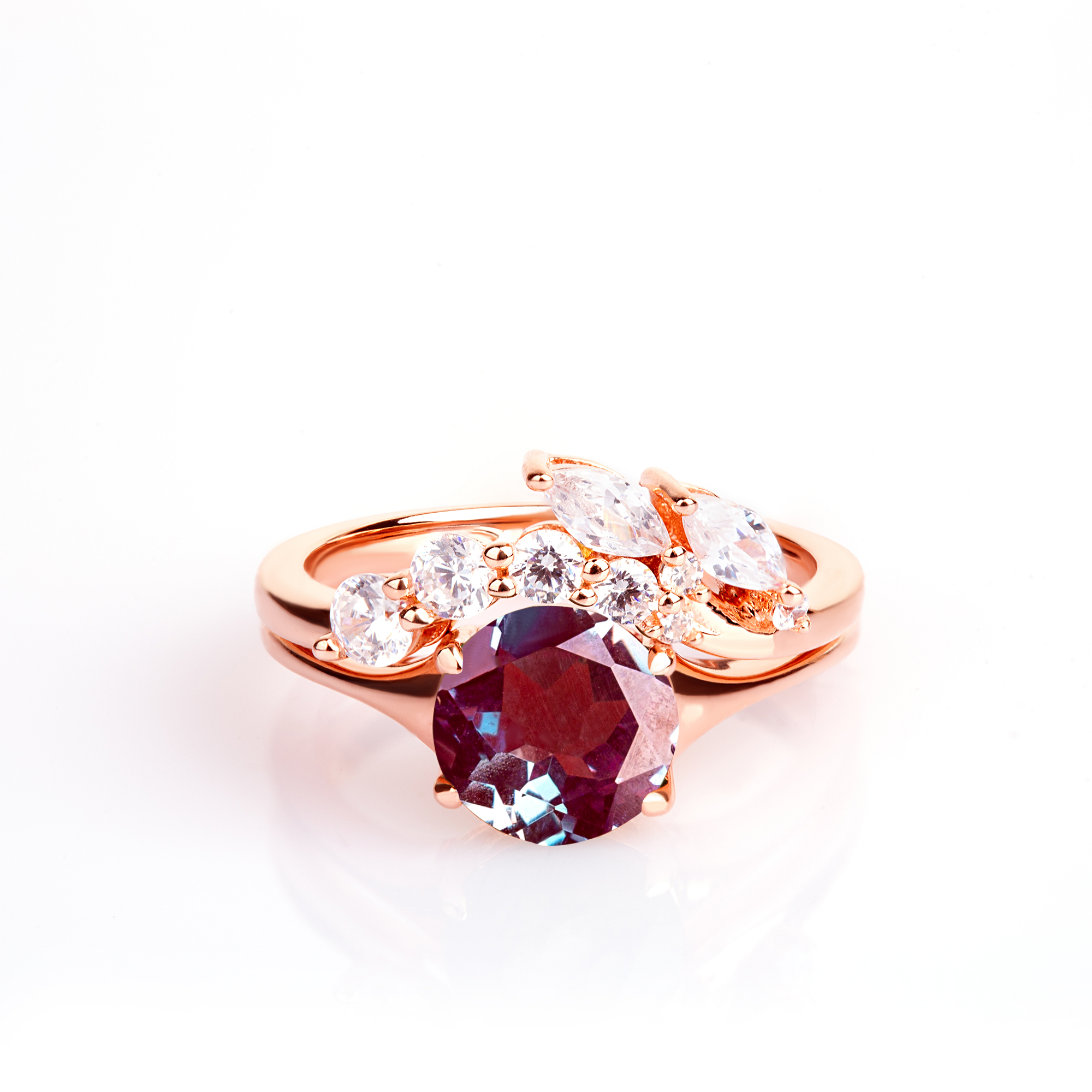 Bella' Alexandrite Wedding Ring With Stacking Band – Opulentsy