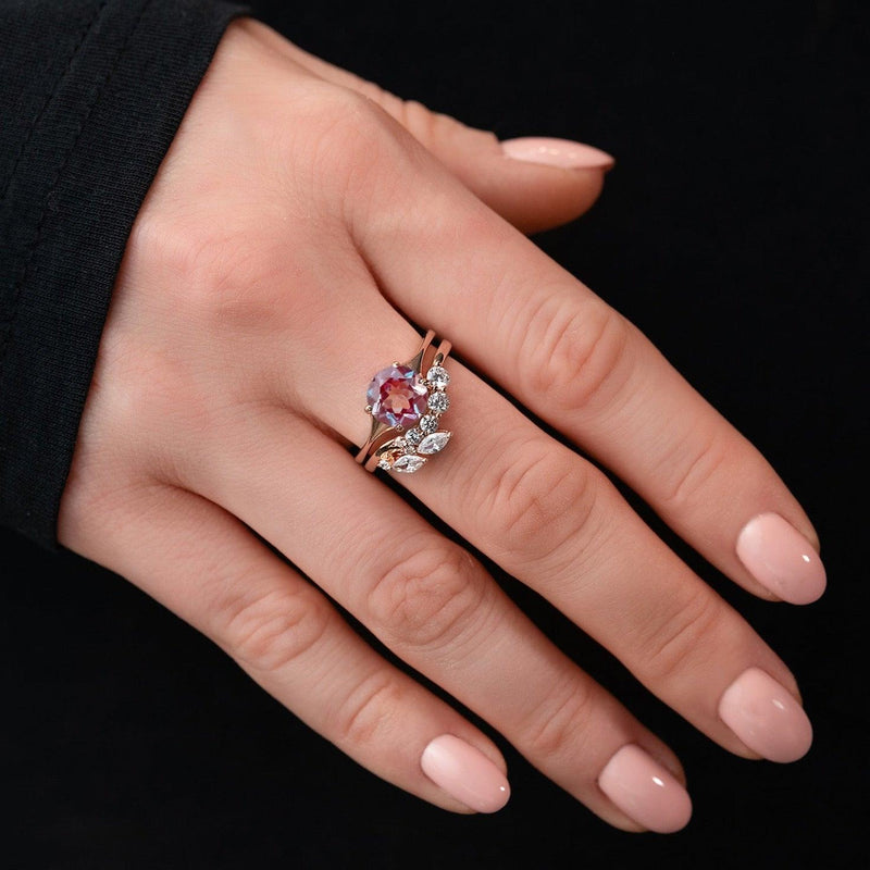 Bella' Alexandrite Wedding Ring With Stacking Band – Opulentsy