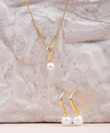 Freshwater Pearl gold necklace & earrings set