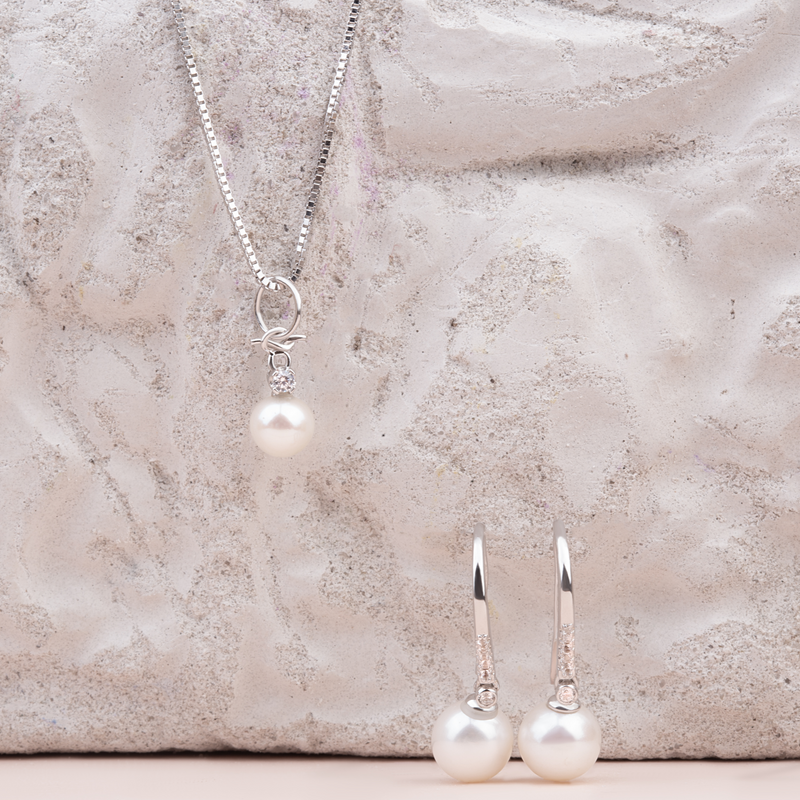 Freshwater pearl necklace and earring set deals