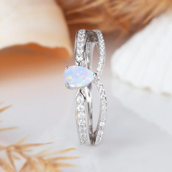 Minimalist White Opal Ring