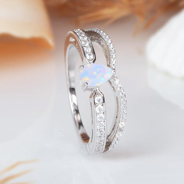 Minimalist White Opal Ring - Opulentsy