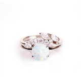 White Opal Engagement Ring Set In White Gold